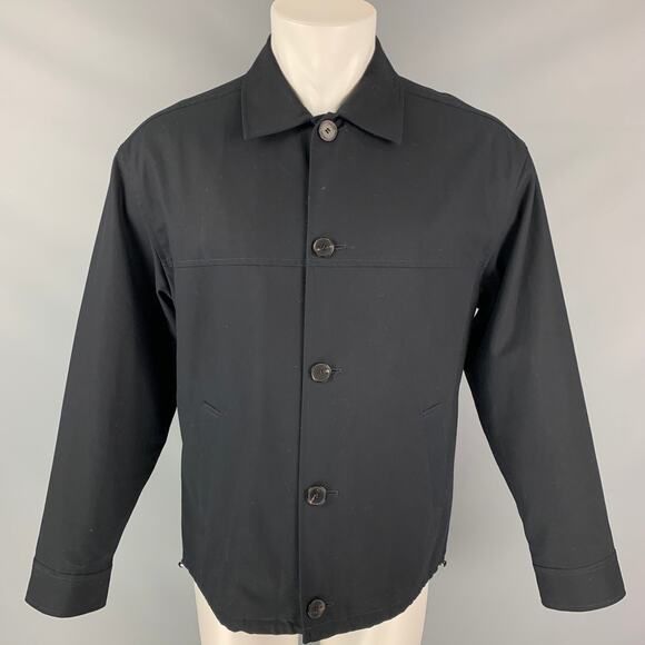 FRAME Size M Navy Blue Cotton Zip Sport Coat